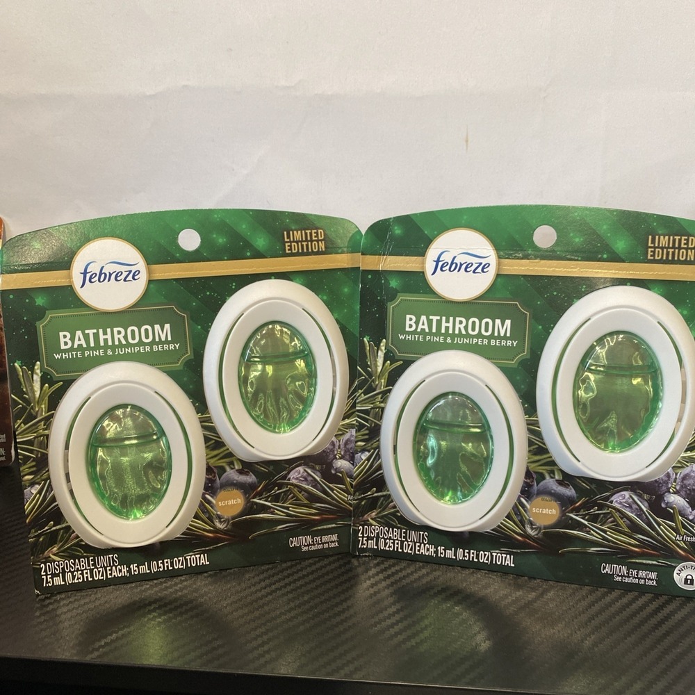 LOT OF 2 - Febreze Small Spaces Winter Pine & Juniper‎ Air Freshener 2 Count